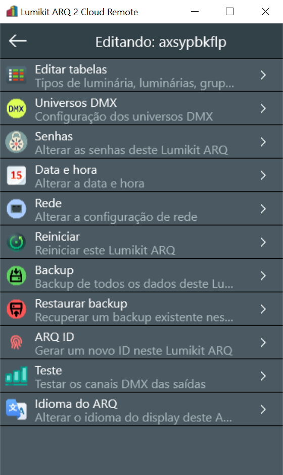 Tela principal programacao